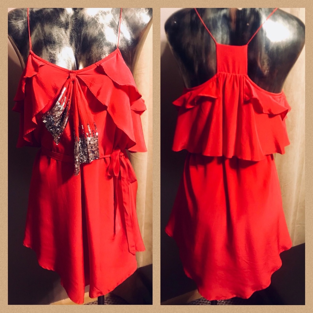 ❤️NWT Rachel Zoe BY ZOE Unique Red Silk Dress